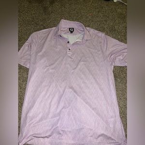 FootJoy men's gold polo. Purple and white pattern